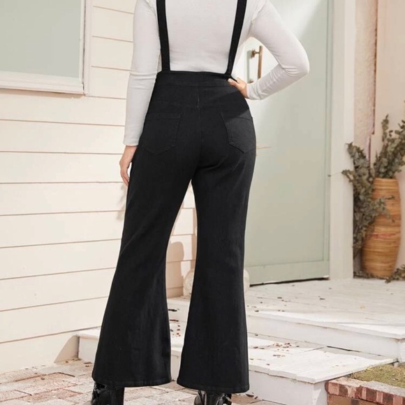 Plus Flare Leg Denim Suspender Overall - Picture 2 of 6